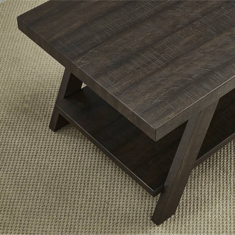 24" Modern Round End Table with Storage Shelf and Overextended Rectangular Top
