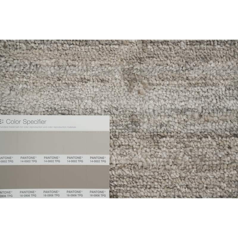 Hand Knotted Oriental Viscose Silk Carpet Tribal Animal Pictorial Greys & Charcoal Gabbeh Area Rug - 8' 10'' X 8' 9''