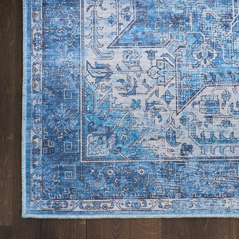 Nourison Washables Indoor only Persian Area Rug - Blue - 2' 2" x 8' - Runner