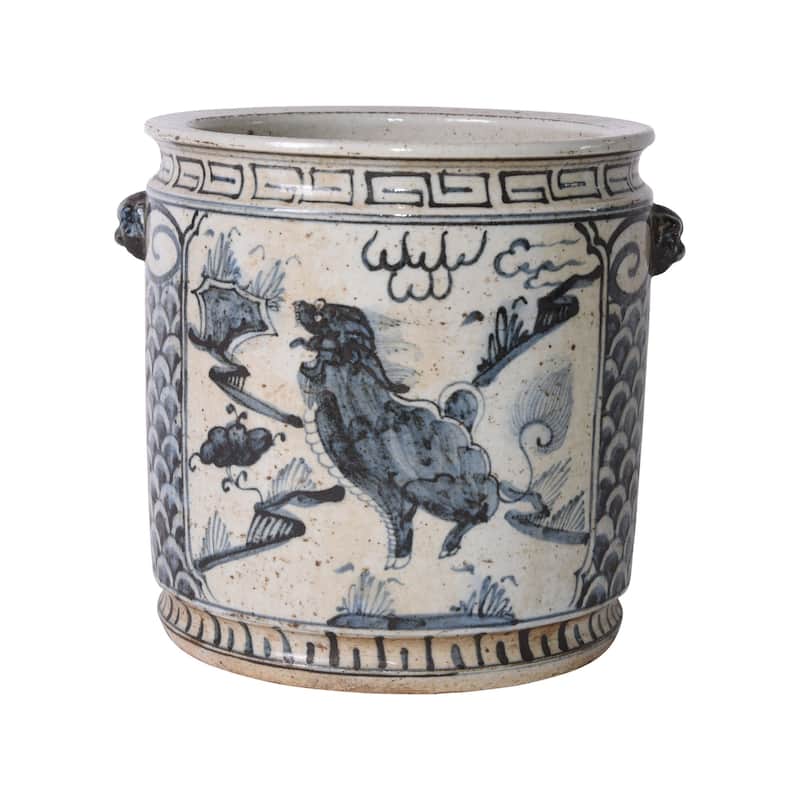 Blue And White Kylin Orchid Pot - 9x9x9.5