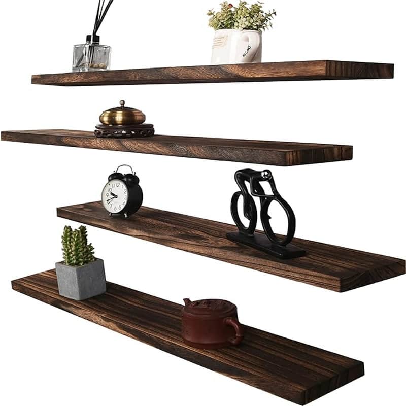 Wall Mounted Farmhouse Wooden Wall Shelf - 36"D x 6"W x 4"H - Brown