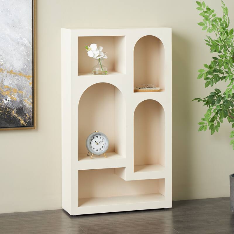 Black or Cream Metal 5 Shelf Geometric Storage Shelving Unit - Cream