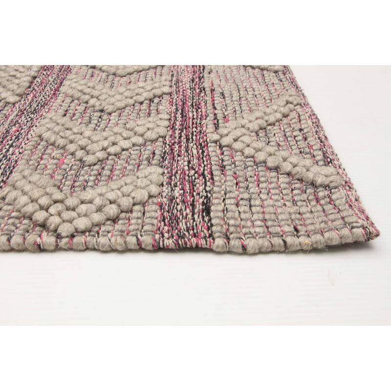 ECARPETGALLERY Braid weave Sienna Grey Wool Rug - 4'11 x 8'4