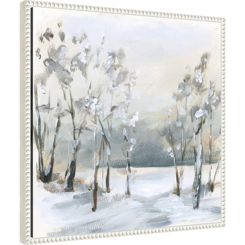 Snowy Winter Trees by Katrina Pete (22 x 22 in.), Framed Canvas Wall Art Print - Sylvie Beaded White