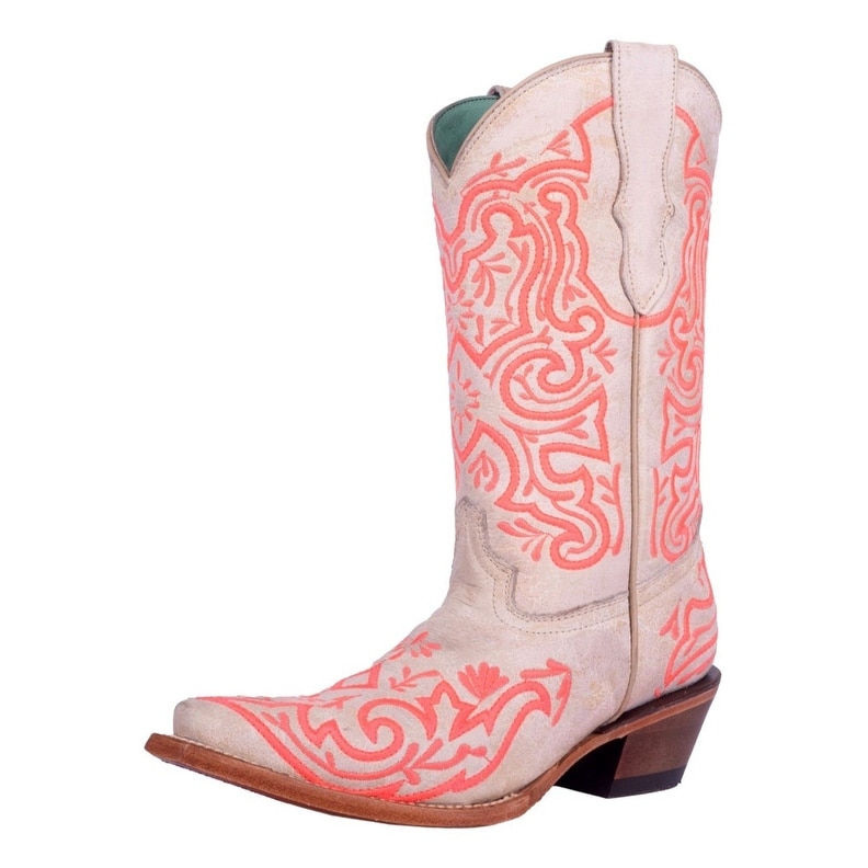 Corral Western Boots Girls Embroidery Snip Toe Pearl Pink T0157