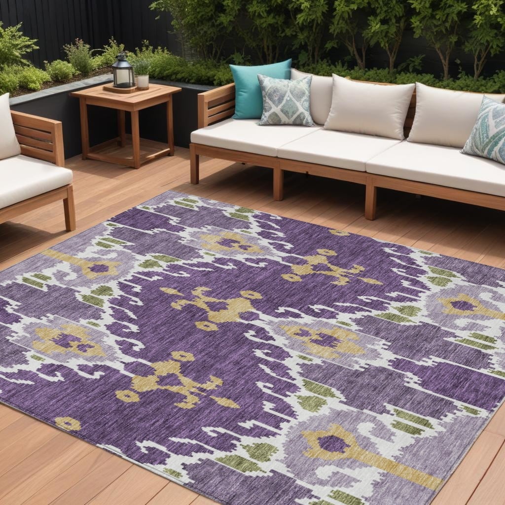 HomeRoots Ikat Transitional Rectangle Outdoor Rug