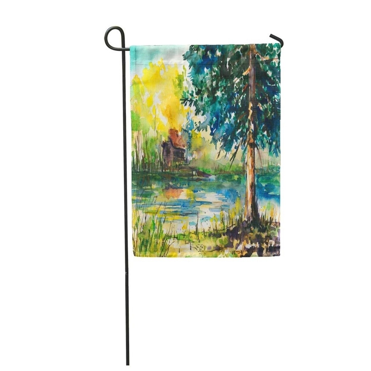 Green Painting Watercolor Landscape House Near The Lake Pink Garden Flag Decorative Flag House Banner 12x18 Inch On Sale Overstock 31370142