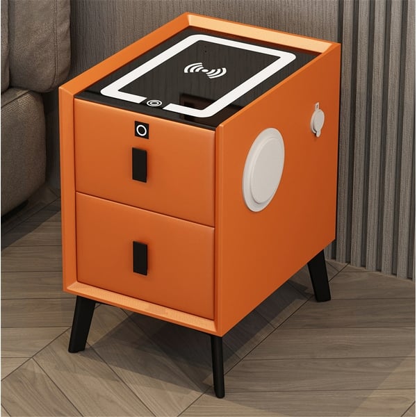 slide 2 of 10, Modern Nightstand Smart with 2 Drawers and Charging Station Orange