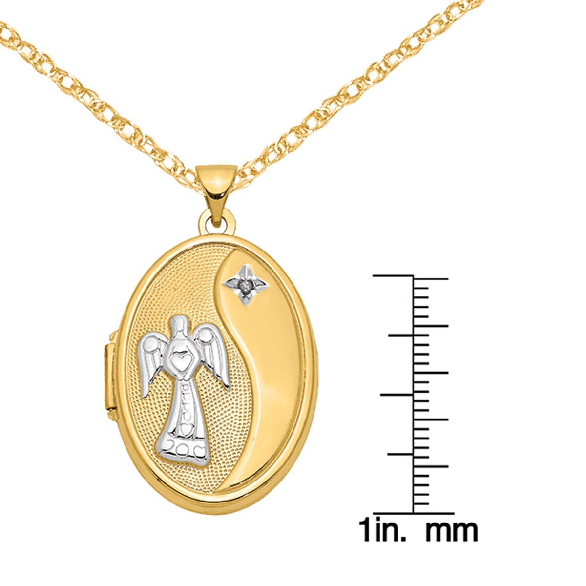 28mm Silver Yellow Plated Angel Charm 
