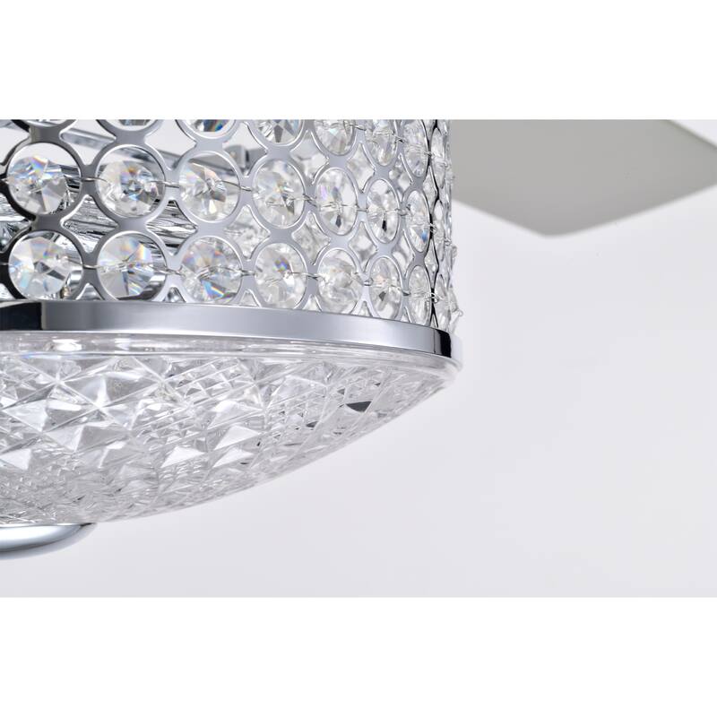 Callen 52 Inch Glam Style Chrome Finish Crystal Ceiling Fan 3 Light with Remote