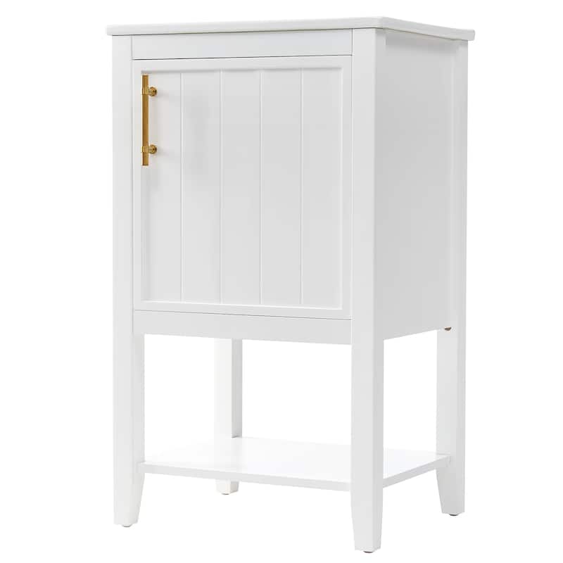 Roomfitters 20" Bathroom Vanity with Sink Soft Closing Door Storage Rack and Open Shelf Compact Modern Design
