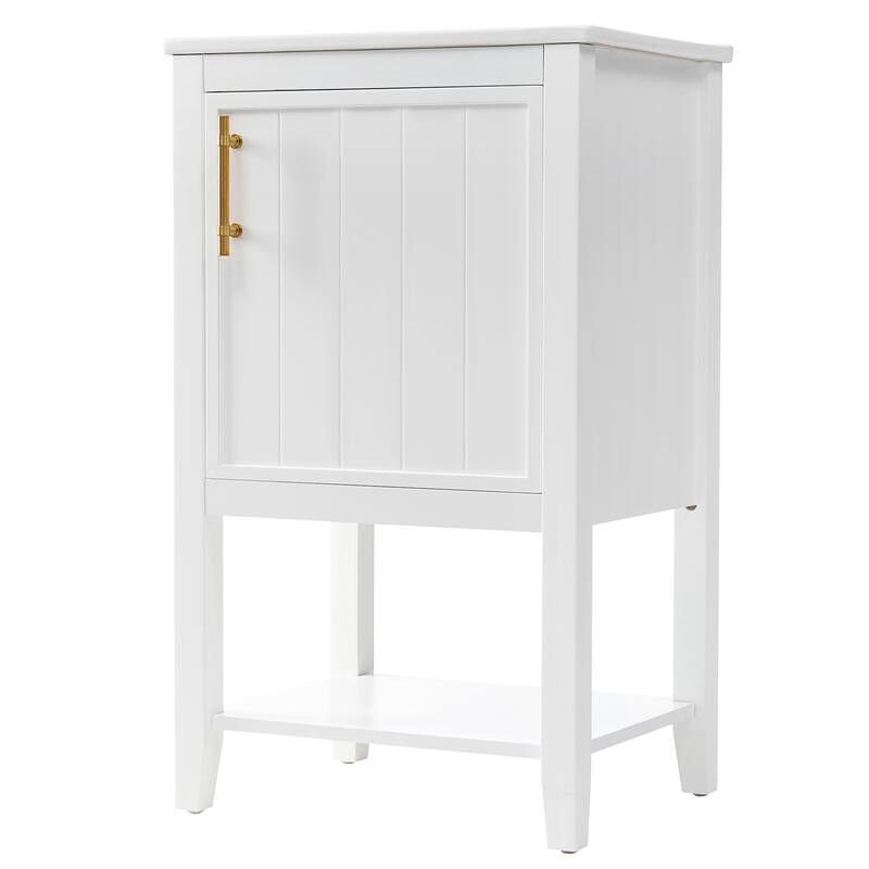 Small Bathroom Vanity with Sink, Bathroom Storage Cabinet with Soft Close Door, Single Vanity with Storage Rack and Open Shelf