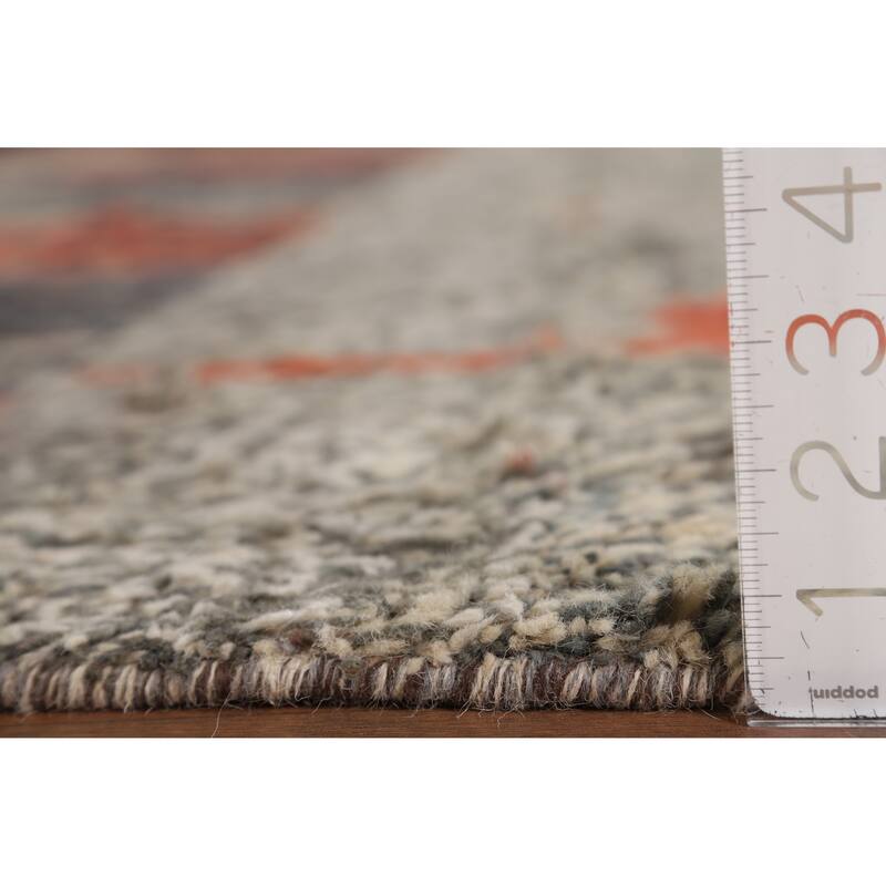 Geometric Plush Moroccan Oriental Area Rug Hand-Knotted Wool Carpet - 7'0" x 10'9"