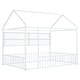 preview thumbnail 9 of 25, Full Size Metal Bed House Bed Frame with Fence and Shelves, White