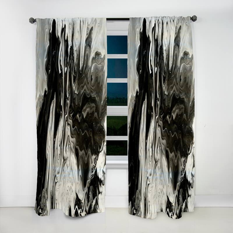 Designart 'White, Grey and White Marble Acrylic IX' Modern Blackout Curtain Single Panel