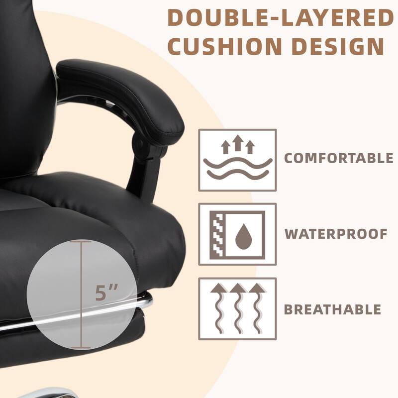 EROMMY Ergonomic Gaming Chair with Adjustable Footrest, Reclining Backrest and Massage, Heated Office Chair