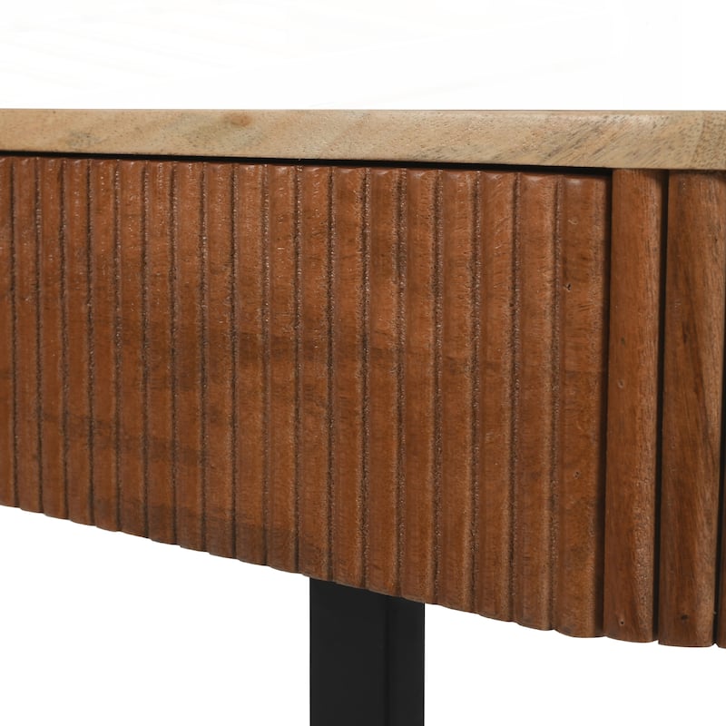 Solid Wood Entryway Table with Fluted Design
