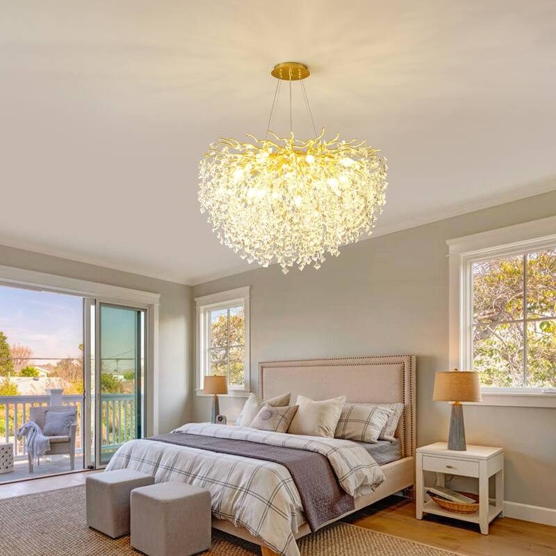 Modern High-End Romantic Golden Branch-Shaped Ceiling Lamp Suitable For Dining Room And Living Room