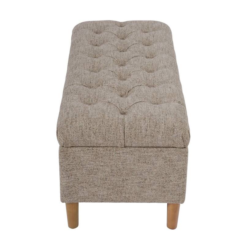 HomePop Button Tufted Top Storage Bench with Wood Legs