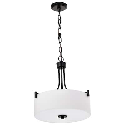 Liam 3 Light Pendant Matte Black White Opal Glass - Matte Black