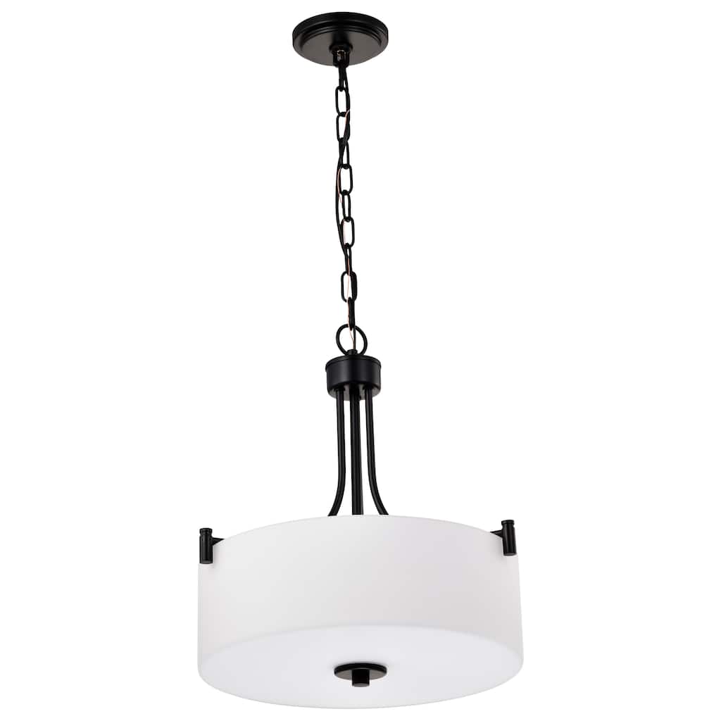 Liam 3 Light Pendant Matte Black White Opal Glass - Matte Black