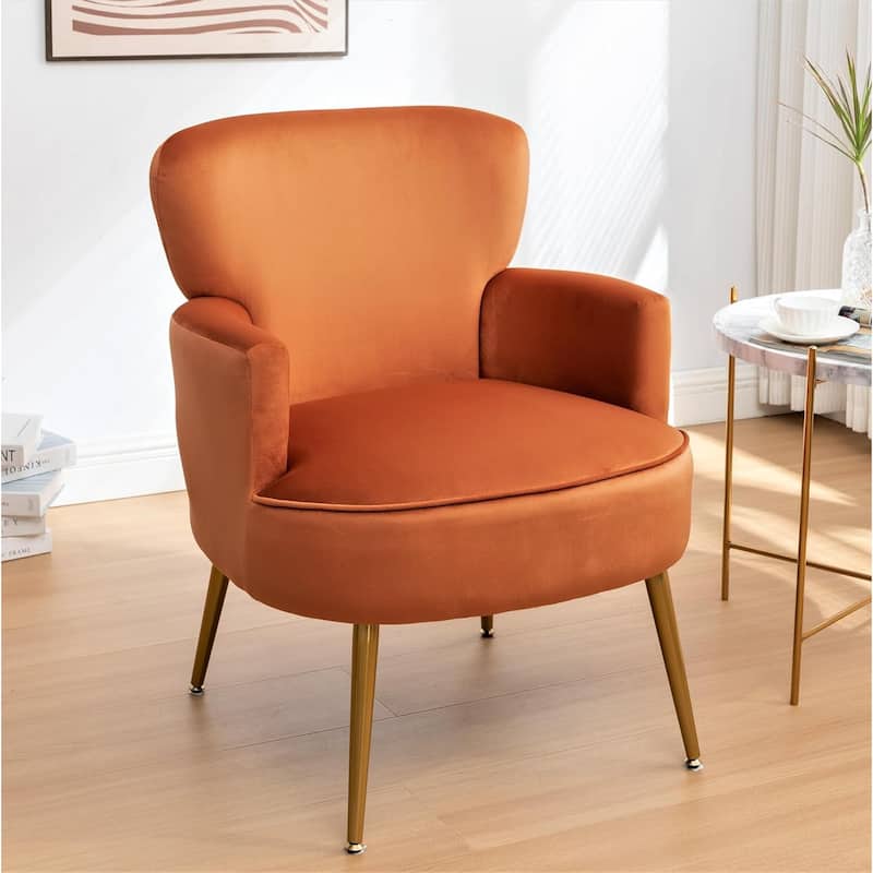 US Pride Furniture Trendy Velvet Accent Chair with Gold Metal Legs Upholstered Armchair