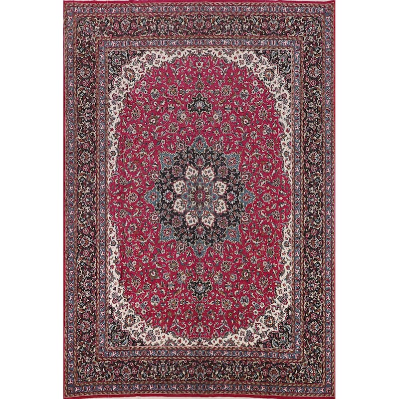 Floral Rose Kashan Turkish Area Rug Machine Made Carpet - 9'8" x 12'10"