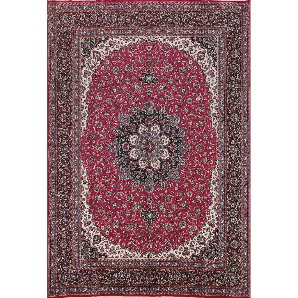 Floral Rose Kashan Turkish Area Rug Machine Made Carpet - 9'8" x 12'10"