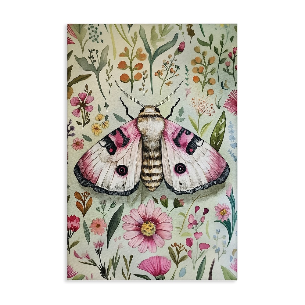 Stupell Moth over Floral Herbs Canvas Wall Art Design By The Dutch Lady
