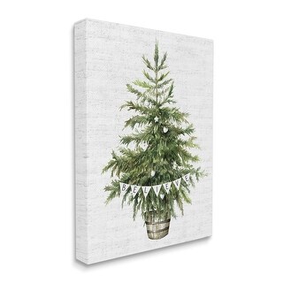 Stupell Holiday Green Fir Tree with Believe Phrase Canvas Wall Art ...