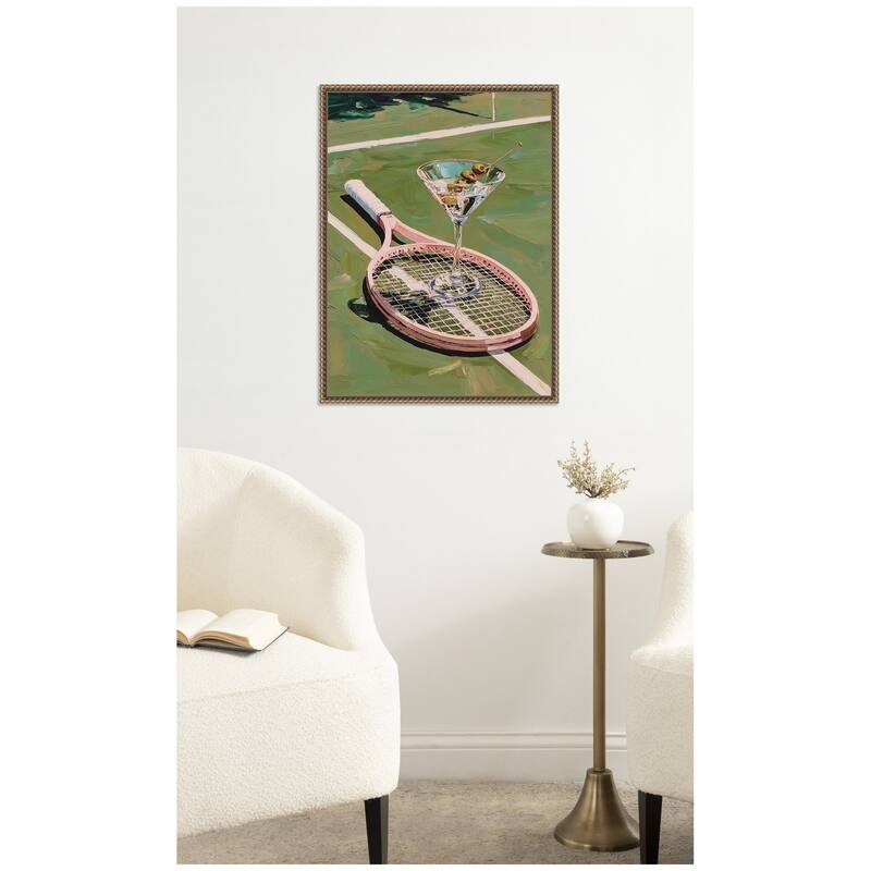 Kate and Laurel Tennis Martini by Honey Island Studio Framed Canvas Wall Art Print