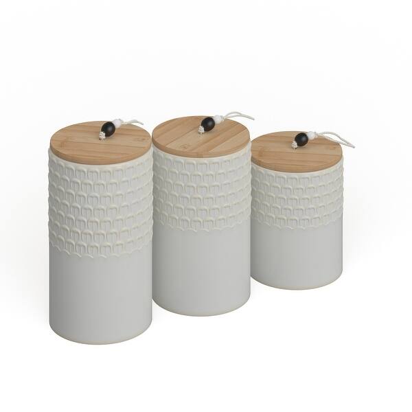 slide 18 of 21, White Ceramic Country Cottage Decorative Jar (Set of 3) - S/3 6.75", 8.5", 9.25"H White