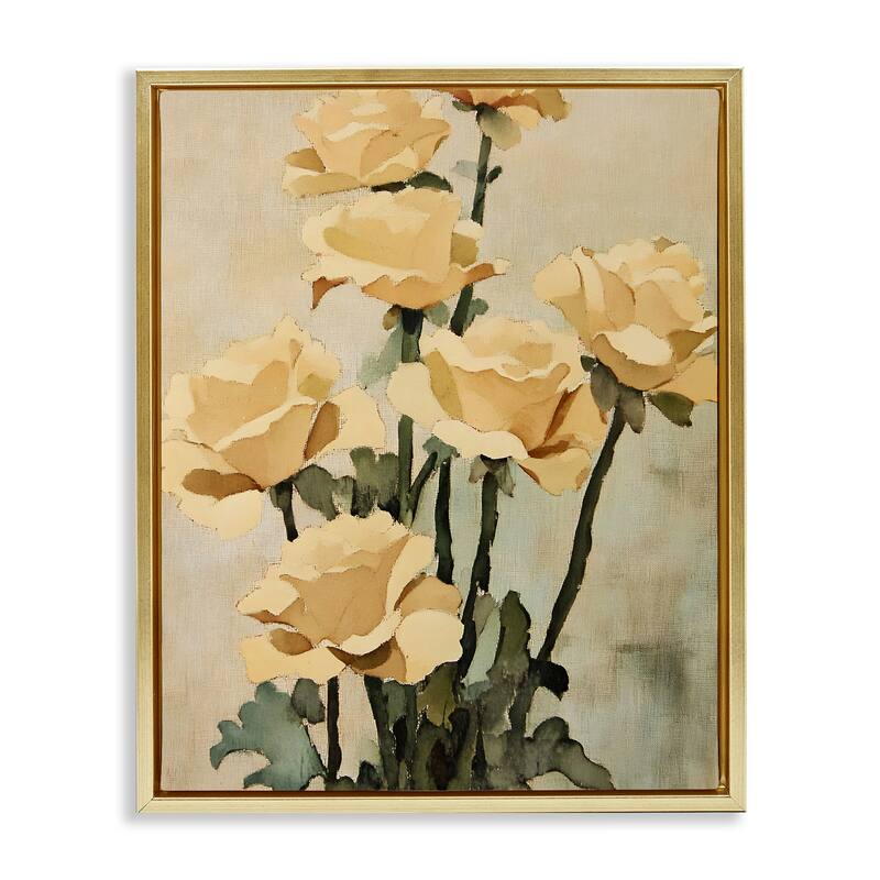 Stupell Vintage Roses Bundle Framed Floater Canvas Wall Art Design By Franklyn Gregory - 17 x 21 - Gold