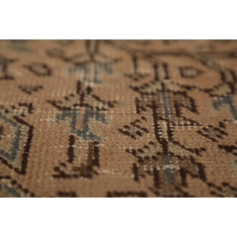 Geometric Tabriz Persian Vintage Rug Handmade Orange Wool Carpet - 9'6" x 12'9"