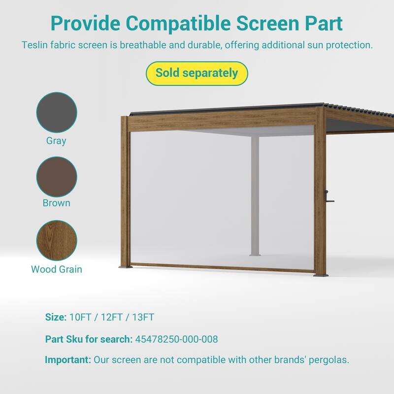 BONOSUKI Outdoor Louvered Pergola with Aluminum Frame for Modern Patio Living