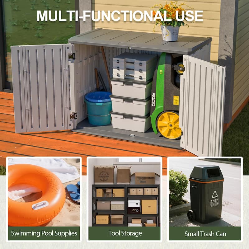 GDFStudio - Hayes Large Horizontal Lockable Outdoor Storage Shed with Removable Shelf