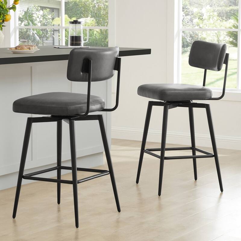 Spruce & Spring Elise Counter Height Swivel Bar Stool Chairs Set with Metal Frame