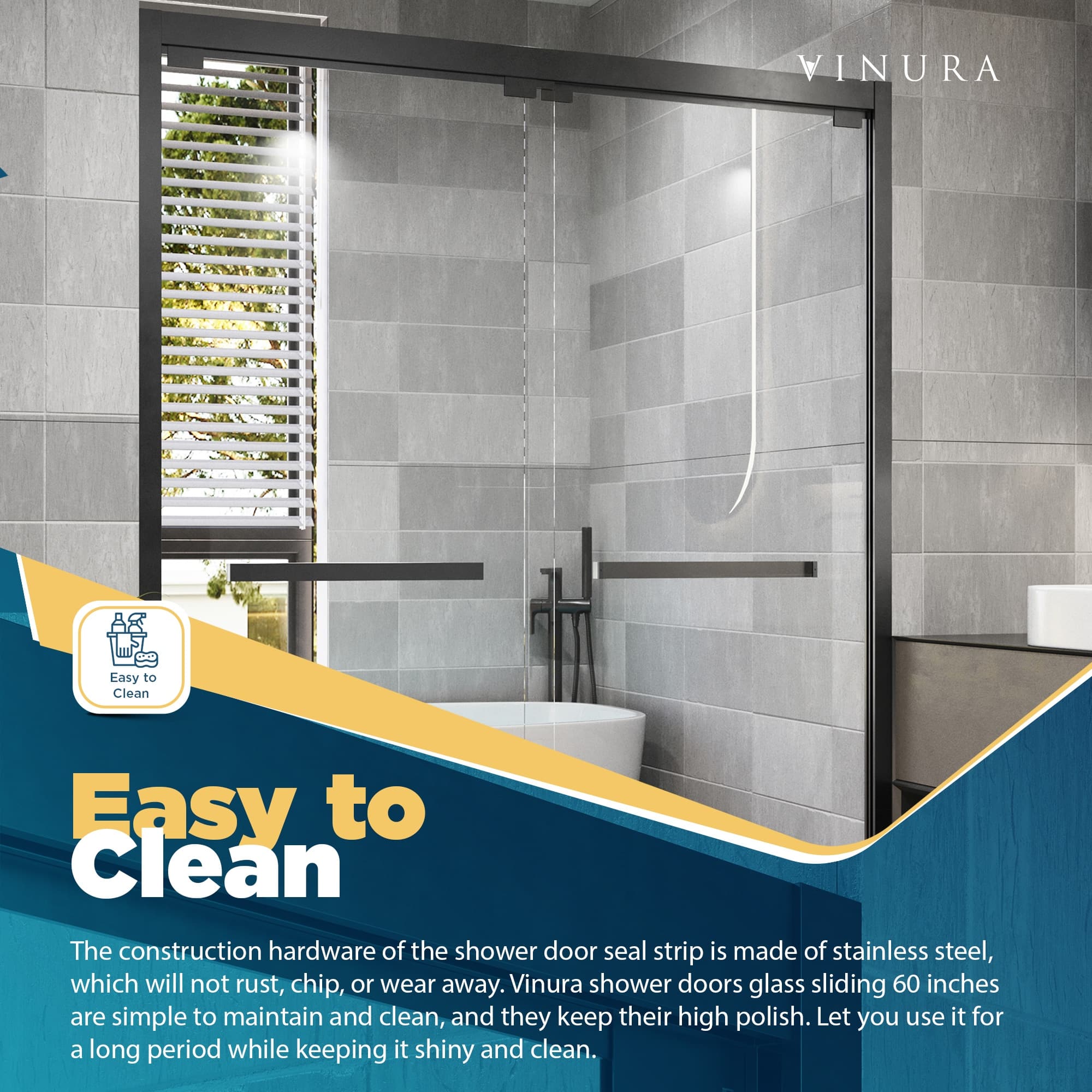 Two Doors Shower Splash Guard Matte Black Framed Shower Glass Panel