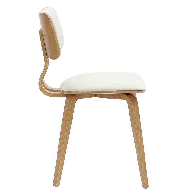 Mid-Century Modern Fabric and Wood Dining Chair Set of 4 - Beige and Natural
