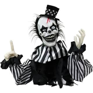 Haunted Hill Farm Animatronic Groundbreaker Clown with Lights and Sound, Indoor or Covered Outdoor Halloween Decoration