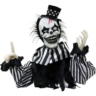 Haunted Hill Farm Animatronic Groundbreaker Clown with Lights and Sound, Indoor or Covered Outdoor Halloween Decoration