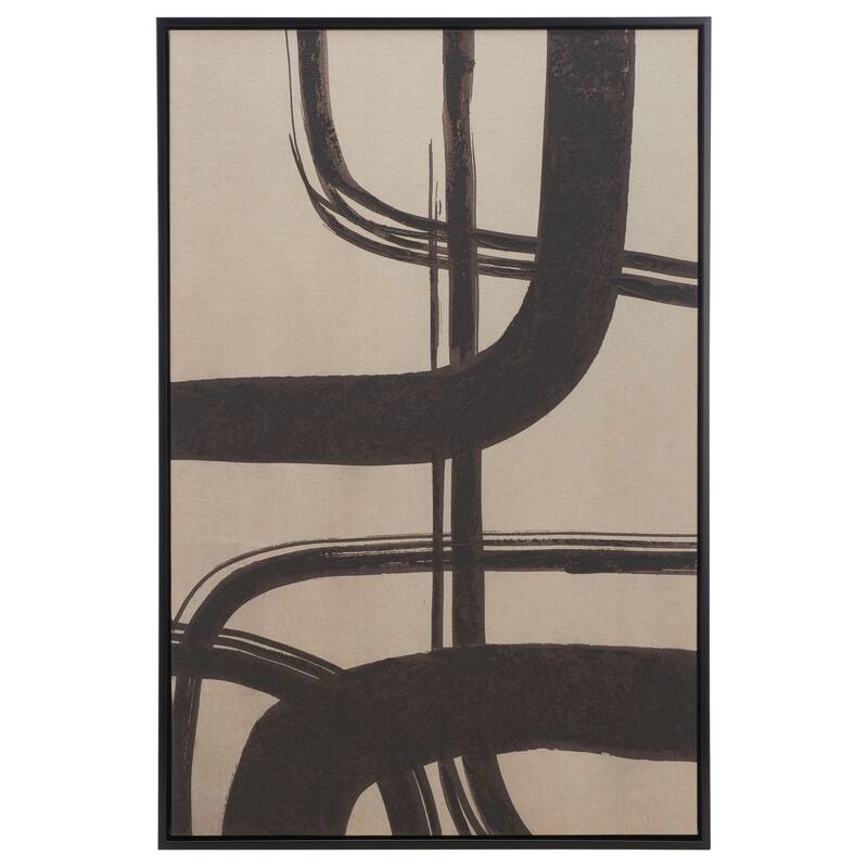 SAFAVIEH Meira Inky Freeway Hand Painting, 24 x 36, Framed Wall Art - Taupe/Brown