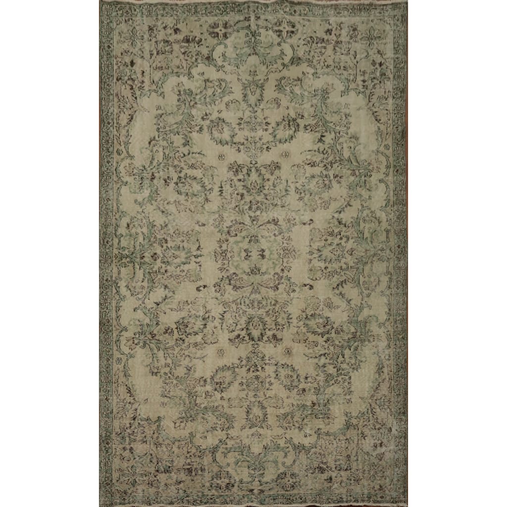 Hand Knotted Oriental 100% Wool Carpet Transitional Floral Beige & Ivories Anatolian Area Rug - 8' 11'' X 6' 6''