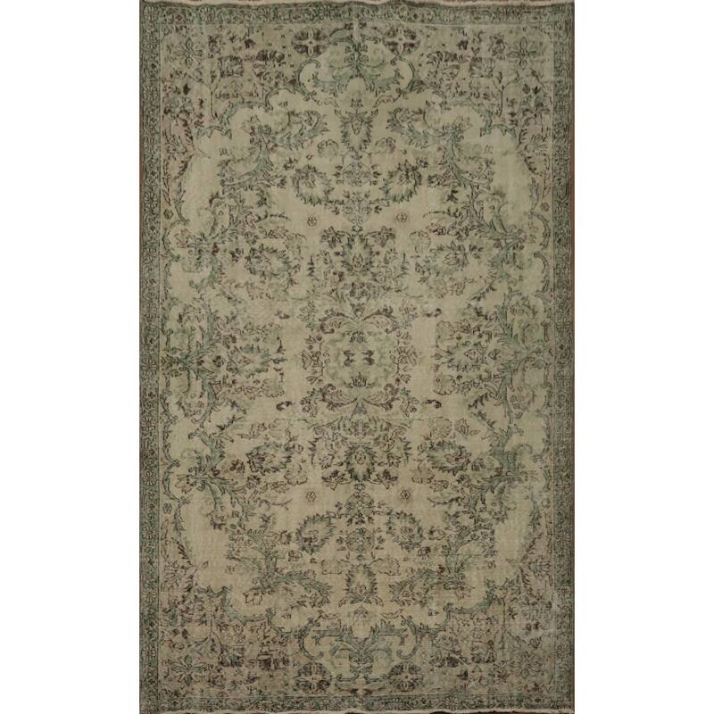 Hand Knotted Oriental 100% Wool Carpet Transitional Floral Beige & Ivories Anatolian Area Rug - 8' 11'' X 6' 6''