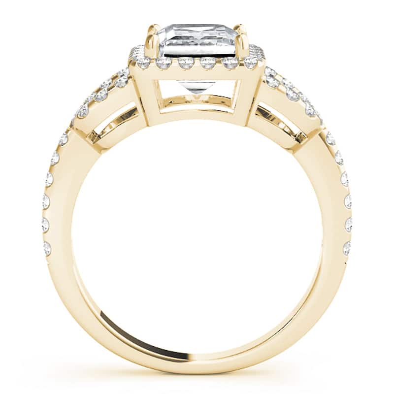 Auriya 14k Yellow Gold Lab Grown Princess Diamond Halo Engagement Ring 0.50 to 5.00 ct. tw. (F-G VS)
