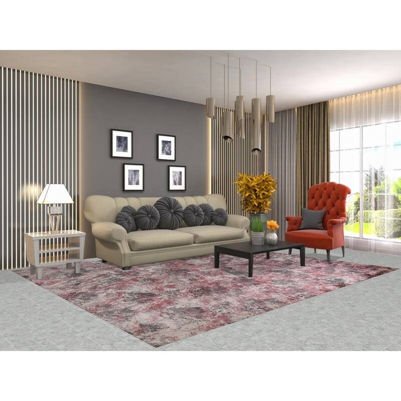 Modern Abstract Indian Rug Hand-Knotted Wool Carpet - 8'2"x 9'9"