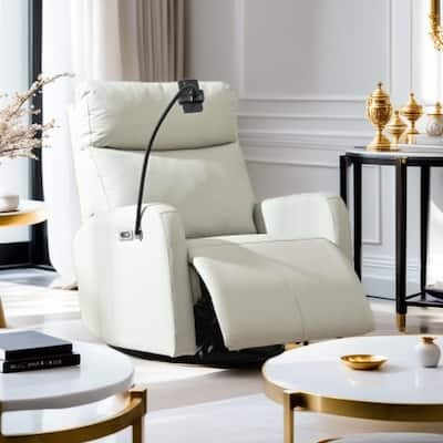 Electric Reclining Glider Chair with 270° Swivel, Adjustable Footrest, USB & Type-C Charging Ports for Nursery and Living Room
