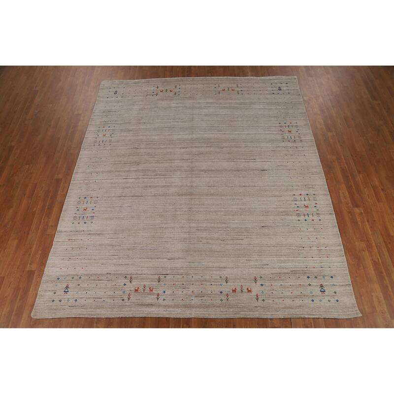 Tribal Gabbeh Indian Area Rug Hand-Knotted Wool Carpet - 8'4" x 9'10"