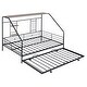 preview thumbnail 9 of 38, Full Size Metal House Bed with Trundle and Roof for Kids, Boys and Girls, Bedroom