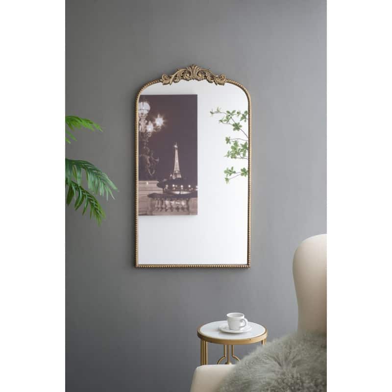 Large Baroque Arched Frame Wall Mirror - 41.75" - Gold